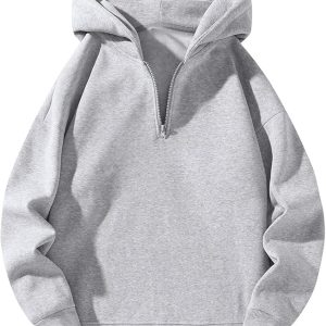 SOLY HUX Men's Quarter Zip Hoodies Zip Up Hoodie Long Sleeve Drop Shoulder Sweatshirt Casual Pullover