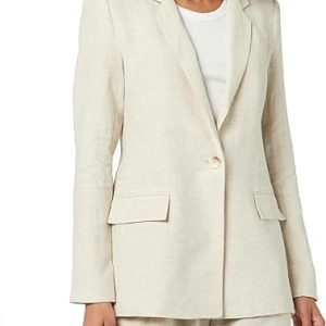 Womens Notched Lapel Pockets Button Work Office Blazer Jacket Suit