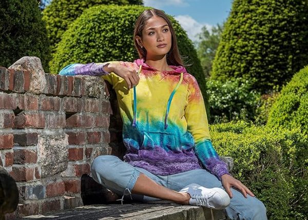 MV Sport Tie Dye Sweatshirts Hoodies for Women Rainbow Lightweight Pullover - Cotton Fleece Hoodie for Fall Winter Outfits - Image 2